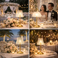 Lampe de table moderne sans fil rechargeable à LED tactile avec abat-jour en cristal, réglable, de luxe, taille moyenne, pour mariage et salon