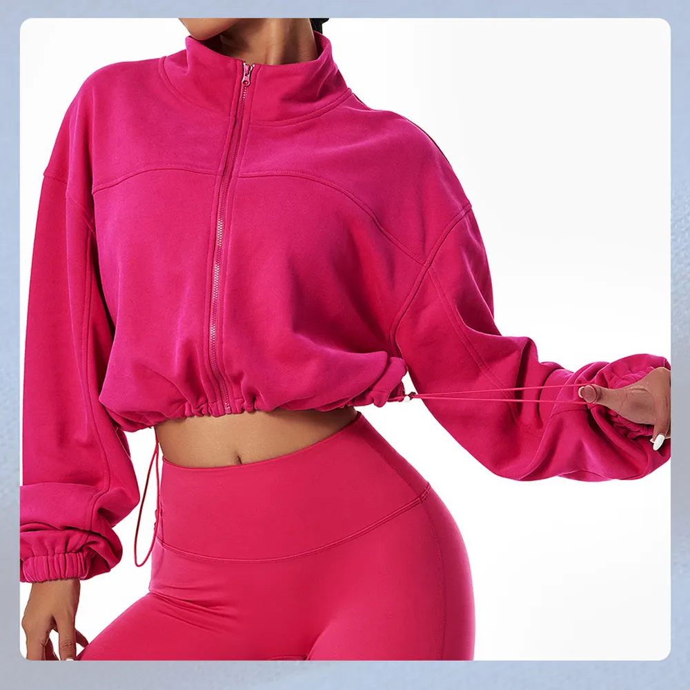 Custom Logo Women cheap hoodies set Solid Color Gym Clothes Workout Coats Full Zip Clothes Casual Sweatshirts 100 cotton hoodies