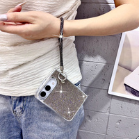 Étui de téléphone élégant et délicat avec strass scintillants pour iPhone Duo, cadre électroplaqué, bracelet en cristal, coque de protection