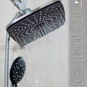 12 Inch Rectangular Rainfall Showerhead with 70" Hose & <b>Bracket</b> Wide <b>Black</b> RainFall Showerhead Adjustable Bathroom Showerhead - Product Image 2