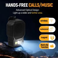 Speaker Portabel Outdoor Mini yang Dapat Dipakai dengan Klip dan Senter LED, Baterai 1000mAh untuk Olahraga dan Berkemah