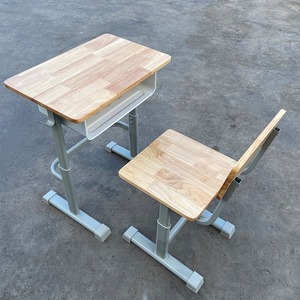 Masao Student <b>Desk</b> And Chair Set <b>Solid</b> <b>Wood</b> <b>Top</b> Cold Rolled Steel Frame For School Classroom Use - Product Image 2