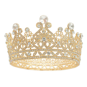 Corona de Oro Rosa de Lujo, Glamurosa para Baile de Graduación, Accesorio para el Cabello Hecho a Mano en Aleación para <span class=keywords><strong>Mujer</strong></span>, Decoración para el Cabello - Product Image 5