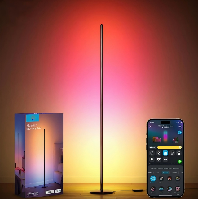App Control Smart LED Floor Lamp with Sync Colors Color-Changing for Remote Control and Wire Control Splicing Assembling