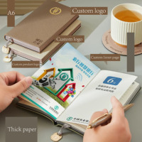Carnet de notes de luxe portable A6 en cuir PU motif litchi avec logo personnalisé pour réunions d'affaires et bureau