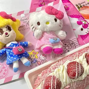 Alta calidad lindo Kawaii animales de peluche juguetes regalos de navidad Hallo Kitty llavero de felpa lindo HK llavero de felpa Hallo Kitty