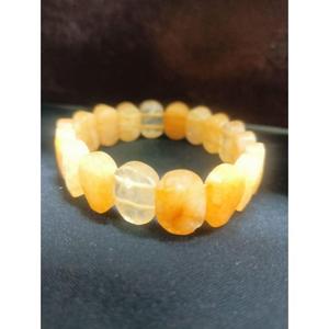 Gemstone Stones Quartzite 16mm Faceted Wide Beads Crystal Stretch Bangle 7.5 Inch handmade bulk product - Product Image 1