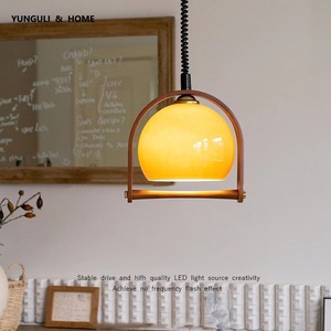 Japanese Style Vintage Glass Chandelier Extendable Retro Island Counter <b>Dining</b> Room <b>Light</b> for Villa Solid Wood for Restaurant - Product Image 3