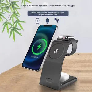 Adolph Chargeur sans fil 3-en-1 Type-C 15W QC3.0 Sortie d'alimentation rapide à aspiration magnétique pour téléphones portables et écouteurs Entrée 9V/2A - Product Image 1