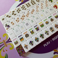 Tuiles de Mahjong Américaines en Acrylique Colorées Personnalisées Gravées – Ensemble Mahjong Arc-en-ciel Carnaval pour Soirées Familiales à Domicile
