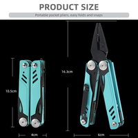 Nouveau design 18 en 1 outil multifonctionnel de survie en plein air revêtement bleu pince de camping en acier inoxydable pince pliante couteau