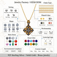 Collier Pendentif Croix Ornée Rétro Peishang Vintage en Argent Sterling 925 Plaqué Or avec Motif Géométrique et Zircon Rond