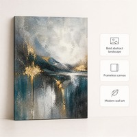 SEQIAO Décoration intérieure Paysage Peinture à l'huile peinte à la main sur toile Art mural encadré avec impression numérique 5 couleurs