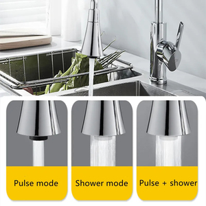 Aérateur de lavabo en plastique double fonction avec 2 adaptateurs 3/8 à 1/2 G, rallonge de <span class=keywords><strong>robinet</strong></span> de <span class=keywords><strong>cuisine</strong></span>, <span class=keywords><strong>douchette</strong></span> pressurisée 2/3 modes - Product Image 4