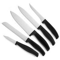 Ensemble de 5 couteaux de cuisine en acier inoxydable 3CR13 avec manche en TPR, couteau de chef, couteau à pain, couteau à steak pour un usage quotidien professionnel