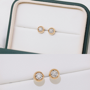 Pendientes de Bola de <span class=keywords><strong>Oro</strong></span> Sólido de 18K con Diamantes Naturales Reales Certificados por Terceros, Corte Brillante, Joyería de Moda para Mujer - Product Image 5