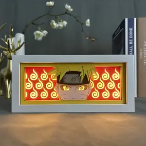 RGB 원격 제어 나의 영웅 아카데미아 종이 컷 박스 MDF 프레임 애니메이션 종이 조각 램프 애니메이션 팬을위한 3D 야간 조명 선물