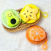 Porte-monnaie en peluche en forme de fruits, motifs variés, pochette de rangement pour écouteurs, décoration de sac à dos pour étudiants, personnalisation OEM ODM, vente en gros