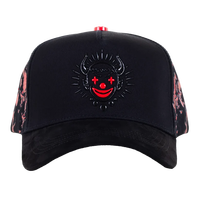 Topi Baseball Berkualitas Tinggi 5 Panel Terstruktur Gorras Devil Clown Snapback dengan Logo Karet 3D Cetak Penuh di Samping, Gaya Gothic Streetwear