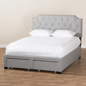 A buon mercato semplice e moderno all'ingrosso <span class=keywords><strong>di</strong></span> alta testa letto pneumatico <span class=keywords><strong>di</strong></span> immagazzinaggio grigio doppio tessuto letto con cassetto - Product Image 4
