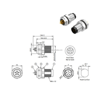 Connecteur de montage sur panneau avant plaqué or étanche CE RoHS de haute qualité en gros d'usine 6 broches M8 A code Plug Solder Cup IP67