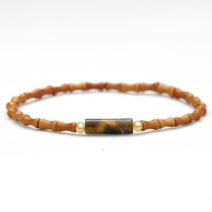 Pulseras de piedra natural hechas a mano, brazaletes de tubo <span class=keywords><strong>el</strong></span>ásticos finos con forma de bambú <span class=keywords><strong>nuclear</strong></span> de oliva para mujeres <span class=keywords><strong>y</strong></span> hombres, regalo de Yoga a <span class=keywords><strong>la</strong></span> moda - Product Image 4