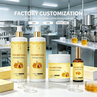 Kit de Soins Capillaires Professionnel OEM Croissance Cheveux Biotine Miel Naturel Hydratant et Contrôle du Sébum avec Shampoing, Après-Shampoing et Crème