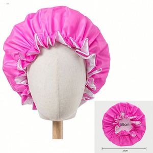 Bonnet de Douche Imperméable en Soie Satinée pour Cheveux Bouclés, Grande Taille, Double Couche, pour Femmes - Product Image 1