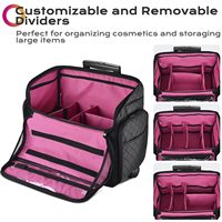Valise de maquillage roulante OEM/ODM en tissu éponge diamanté avec séparateurs amovibles, poches latérales, légère, style trolley, grande capacité pour voyage