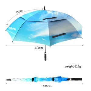 Premium Business Gifts Custom Logo Promotional Pongee Fiberglass Windproof Golf <b>Umbrella</b> with Vent for Snowstorm 130cm Diameter - Product Image 4