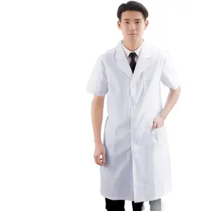 सफेद कोट लंबी आस्तीन महिला लोगो डॉक्टर वर्दी पुरुषों की छोटी आस्तीन अलगाव गाउन लैब कोट छात्र नर्स वर्कवियर निर्माता - Product Image 2