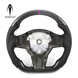 Volant en fibre de carbone avec LED, compatible avec Tesla Model Y, Model 3, <span class=keywords><strong>X</strong></span>, S - Product Image 1