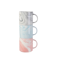 PYD Life – tasses empilables en céramique pour café, marbre, 350 ml