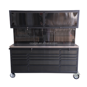 15 दराज स्टेनलेस स्टील के साथ 72-इंच धातु टूलबॉक्स ट्रॉली के साथ 15 दराज स्टेनलेस स्टील शीर्ष मोबाइल वर्कस्टेशन पेगबोर्ड ऊपरी अलमारियाँ - Product Image 3
