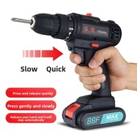 Perceuse électrique sans fil 21V à moteur à balais, lithium-ion, style pistolet, double vitesse, 10mm/25mm, réversible, multifonctionnelle pour usage domestique
