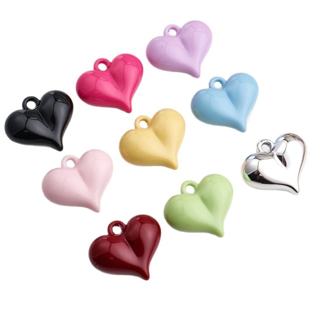 10pcs Love Shape Pendant Acrylic Diy Jewelry Mobile Phone Accessories Heart Charms Beads