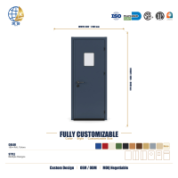 Porte minimaliste ignifugée en acier finition ardoise pour entrée de maison contemporaine, fabrication sur mesure robuste