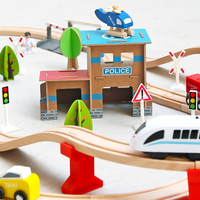 Longue voie de Train en bois pour enfants semblant jouer jouets ensembles Oem Parent-enfant famille jeux de course éducatifs vente entière produits