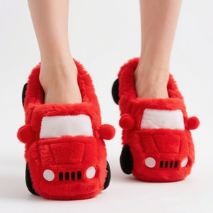 Prix bas vente en gros voiture pantoufles en peluche course pantoufles en peluche jouet en peluche chaud automne hiver intérieur pantoufles en peluche - Product Image 3