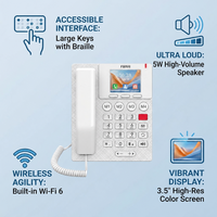 Téléphone IP Braille X306 pour personnes âgées, bouton SOS pour hôpital, écran couleur 3,5 pouces, PoE, Wi-Fi 6, téléphone de bureau SIP VoIP