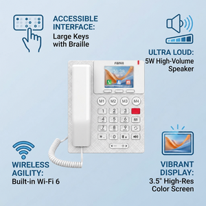 Téléphone IP X306 Braille <span class=keywords><strong>pour</strong></span> personnes âgées, bouton SOS <span class=keywords><strong>pour</strong></span> hôpital, écran couleur 3,5 pouces, Wi-Fi 6, téléphone de bureau SIP VoIP - Product Image 2