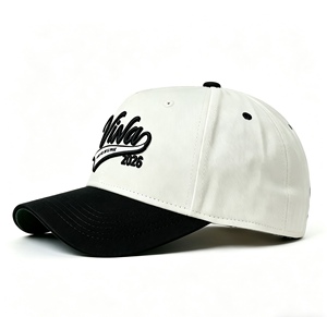 Casquette de baseball brodée 3D personnalisée, style vintage, noire et beige délavée, casquette snapback unisexe, casquette de papa, bicolore noir et beige délavé - Product Image 3