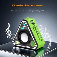 Neuer V2 Mecha-Lautsprecher für Draußen, Tragbar mit 7-Farben-RGB-Licht, Kleiner Kabelloser Mini-Desktop-Lautsprecher aus Kunststoff mit AirPlay und Uhr