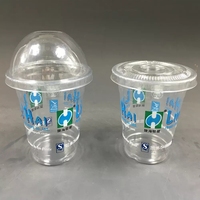 Gobelets en plastique PET personnalisés avec logo, 8/10/12/16/24 oz, avec couvercles plats pour café, lait, thé, usage commercial
