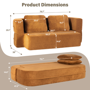 Sofá Cama Convertible Queen de 78 Pulgadas, Modelo Cloud, sin Estructura, con Manta, Tela Scott, Sofá Modular de Dos Plazas, Esponja de Alta Densidad, Sin Necesidad de Ensamblaje - Product Image 2