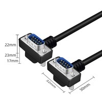 Cable de extensión de conexión de puerto serie RS232 DB9 macho a macho de 270 grados, cable de 9 pines con 2 curvas, chapado en oro y níquel