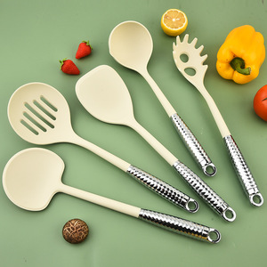Utensilios de Cocina de Acero Inoxidable Martillado con Mango, Juego de Utensilios de Cocina de Silicona Seguros, Accesorios de Cocina - Product Image 4