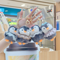 Porte-clés pingouin en peluche 3D mignon de 10 cm avec lunettes et jupe en dentelle, mini jouet en peluche doux, pendentif pour sac