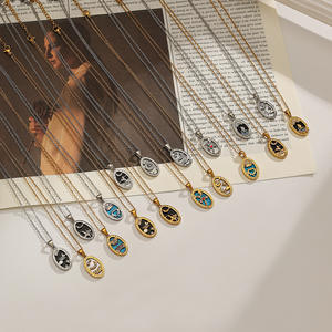 Collar de Moda con Colgante de Cartas del <span class=keywords><strong>Tarot</strong></span> Elípticas, Chapado en Oro de 18K, Acero Inoxidable, Cadena para Clavícula - Product Image 3