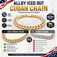 Chaîne cubaine entièrement sertie de strass et de diamants pour femmes et hommes, style hip-hop, bijoux Cadena